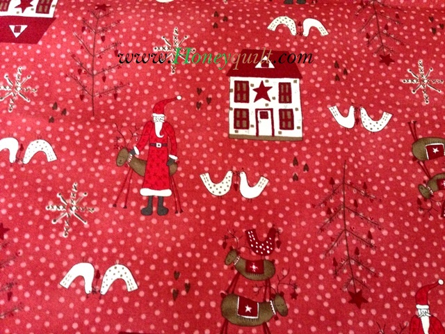 New !! Red Santa  scandinavian สีแดงลูกกวาดลายผ้ากิ๋บเก๋